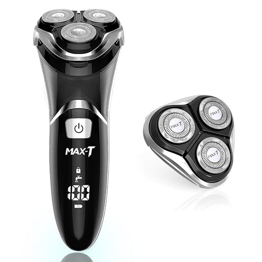 MAX-T Corded and Rechargeable Cordless Electric Shaver with Pop-Up Trimmer (Included Original Rotary Shaver Replacement Head and Wall Adapter)